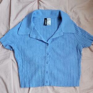 H&M Blue Ribbed Crop Top